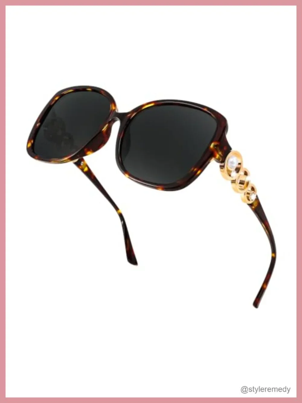 Oversized Square Sunglasses Polarized UV400 Protection for Women Pearl Crystal